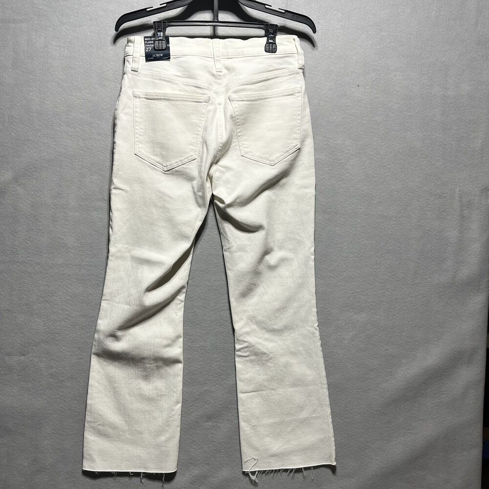 J.Crew Women’s Size 27 Mid-Rise Flare Crop Jeans White Raw Hem NWT